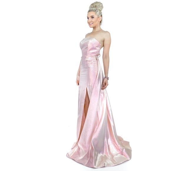 Perfect Pink Pageant Gown Iridescent Prom Dress - Picture 6 of 8